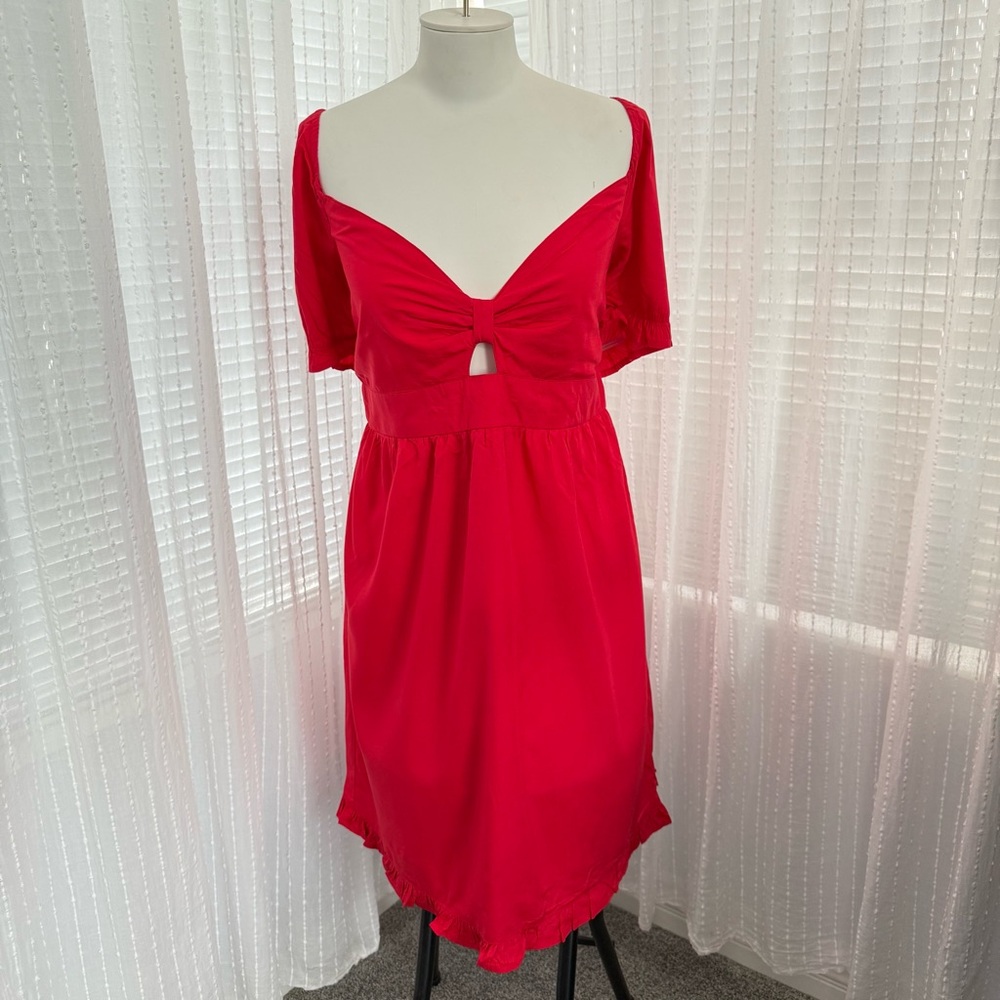 Guess Bright Red Short Sleeve Sweetheart Mini Dress Size L